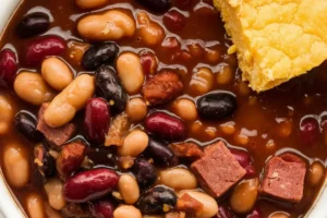 Navy beans and pinto beans used in baked beans