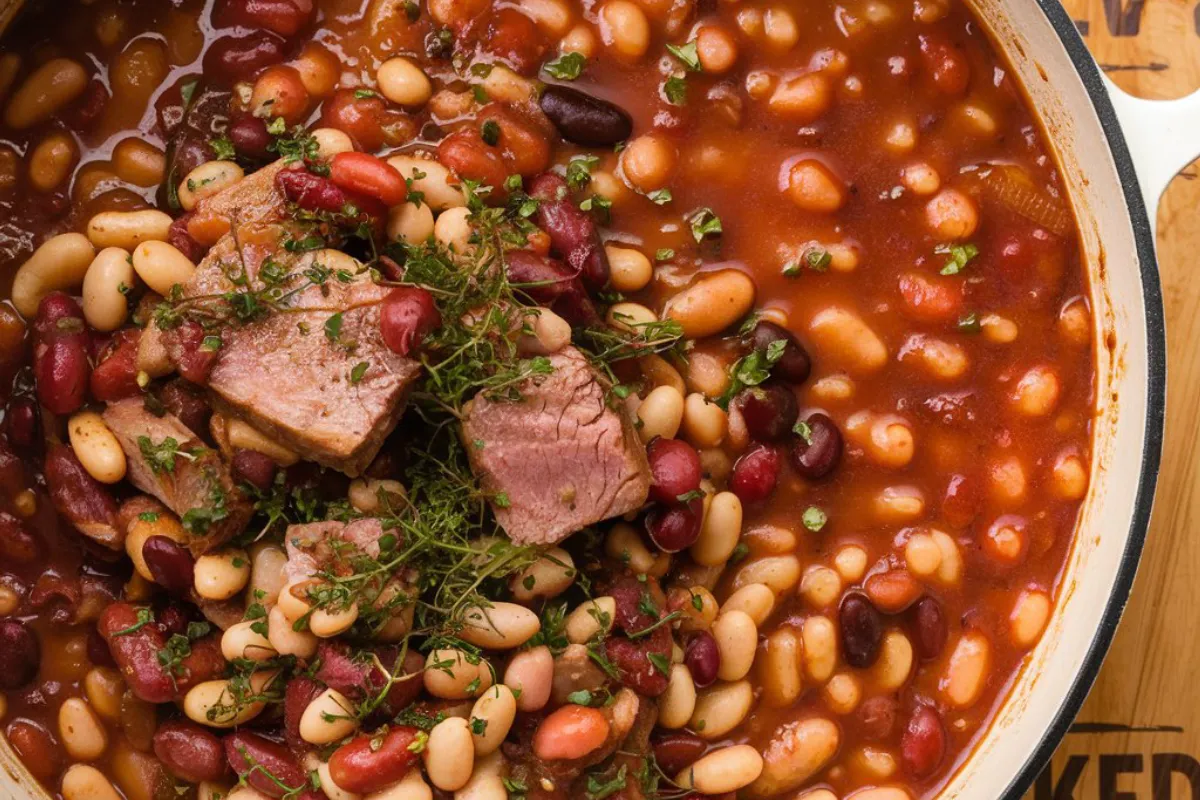 Navy beans and pinto beans used in baked beans